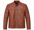 Men's Classic Tan Brown Genuine Leather Biker Jacket