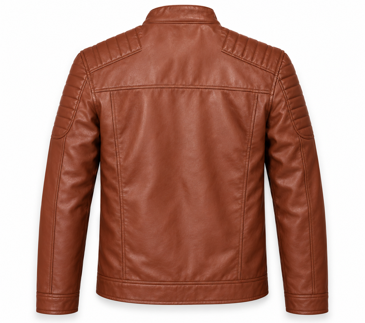 Men's Classic Tan Brown Genuine Leather Biker Jacket