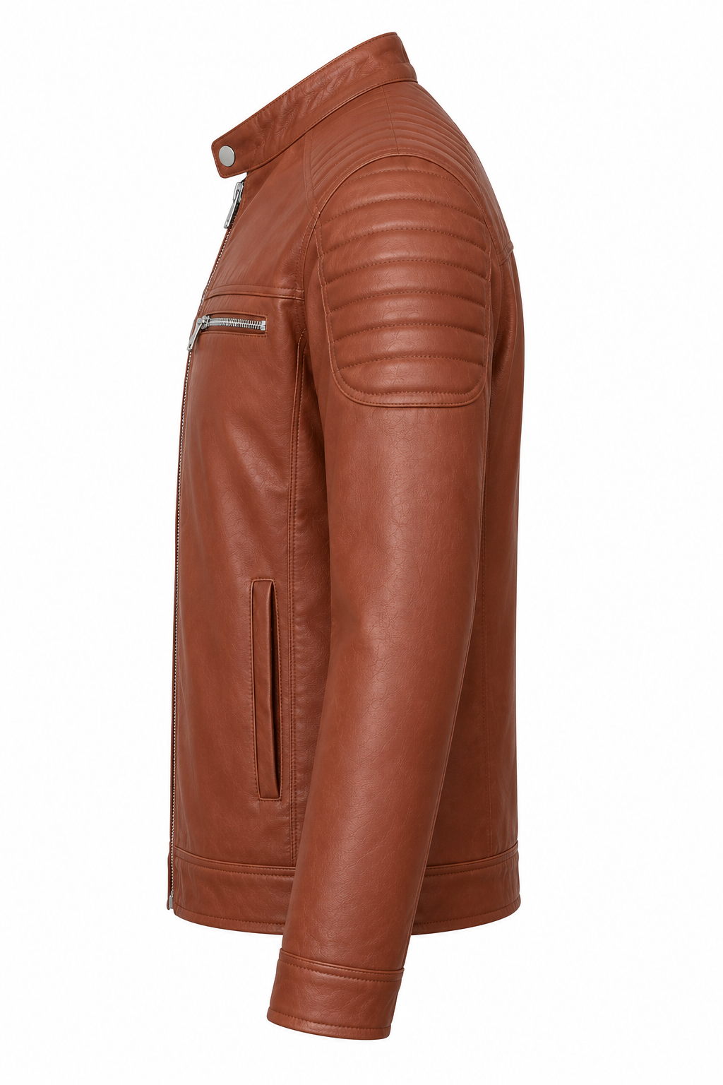 Men's Classic Tan Brown Genuine Leather Biker Jacket